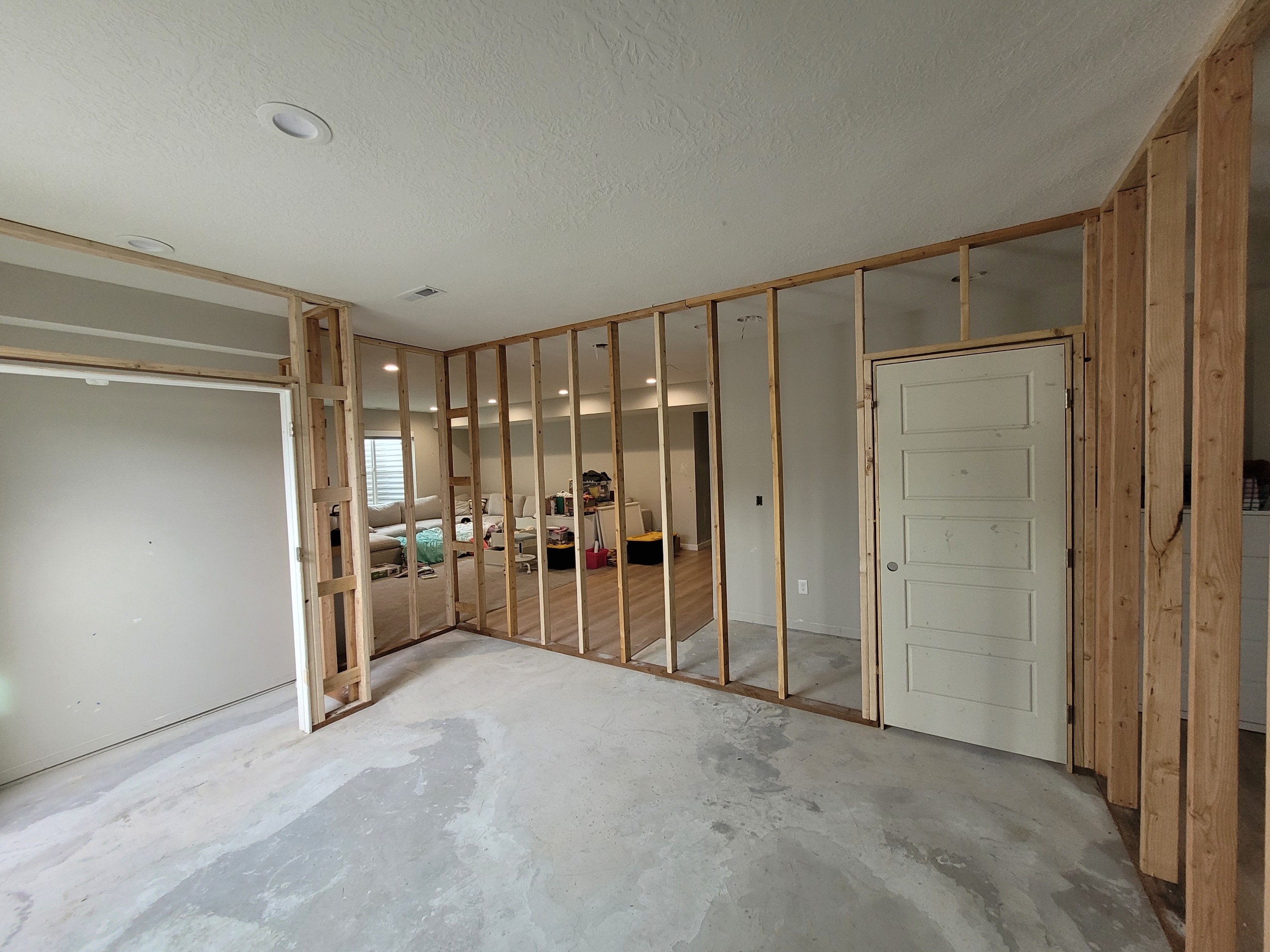 Wood framing in progress on a Canyon View interior project