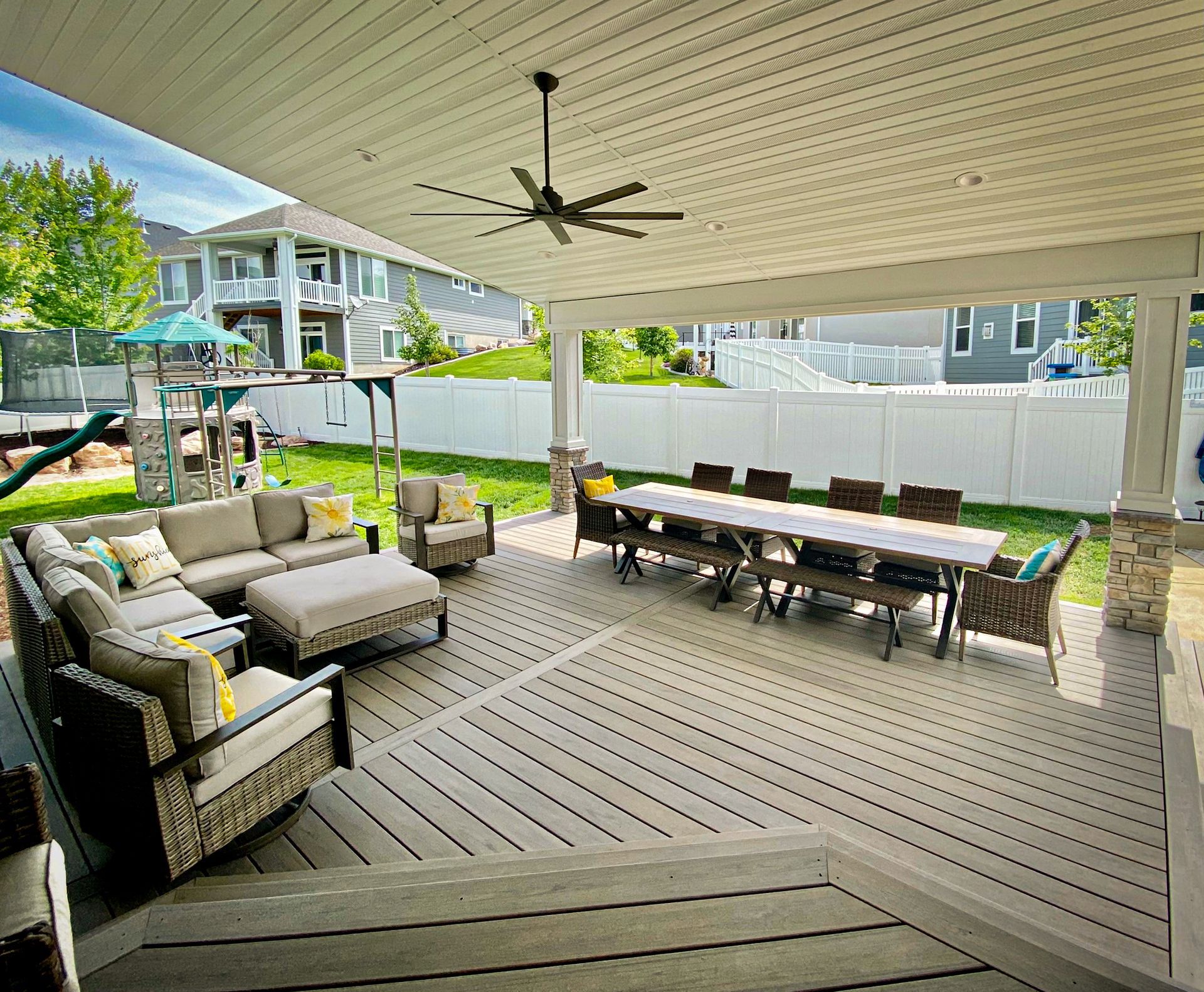 Covered patio dining area