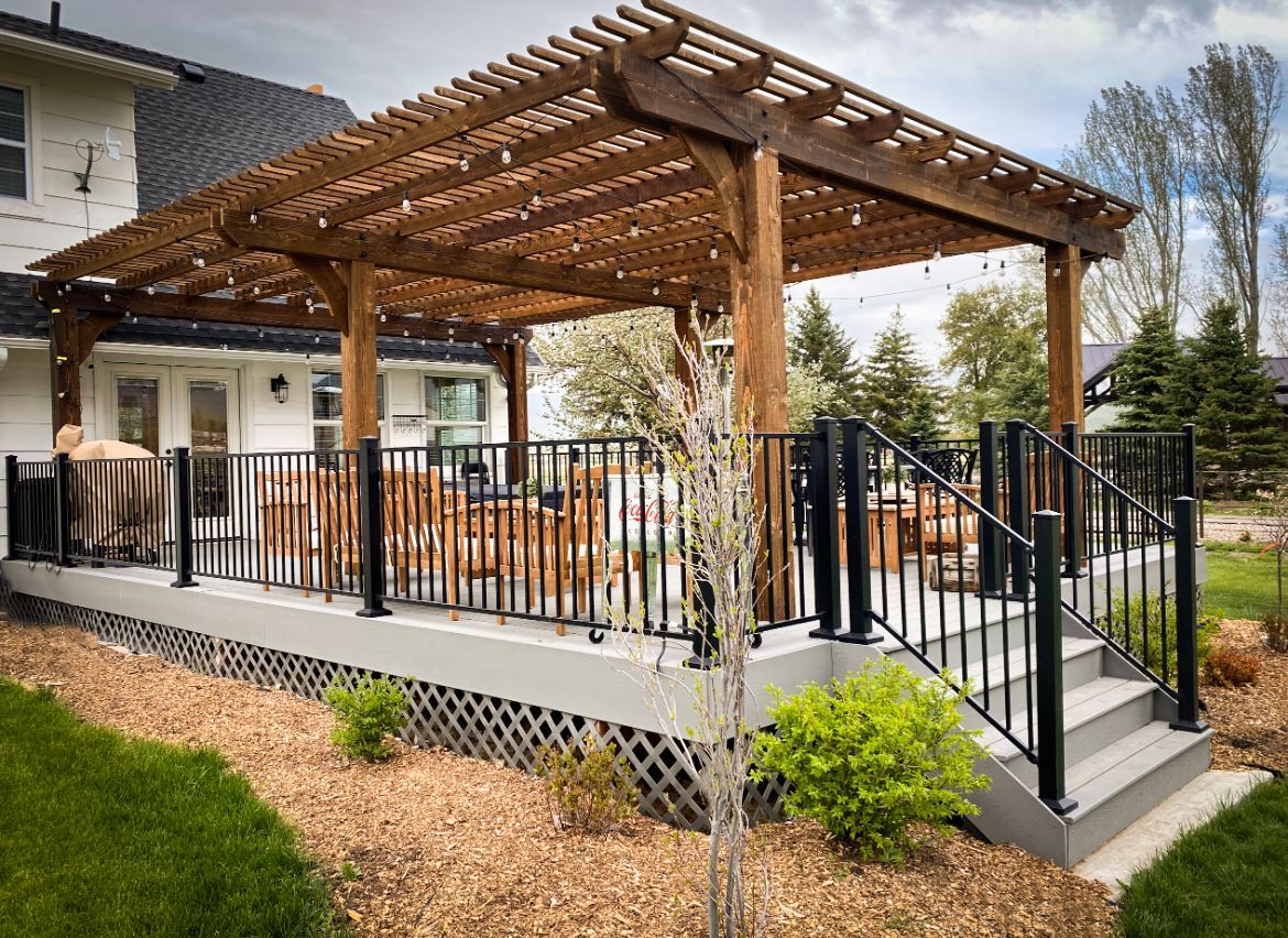 Backyard deck with pergola