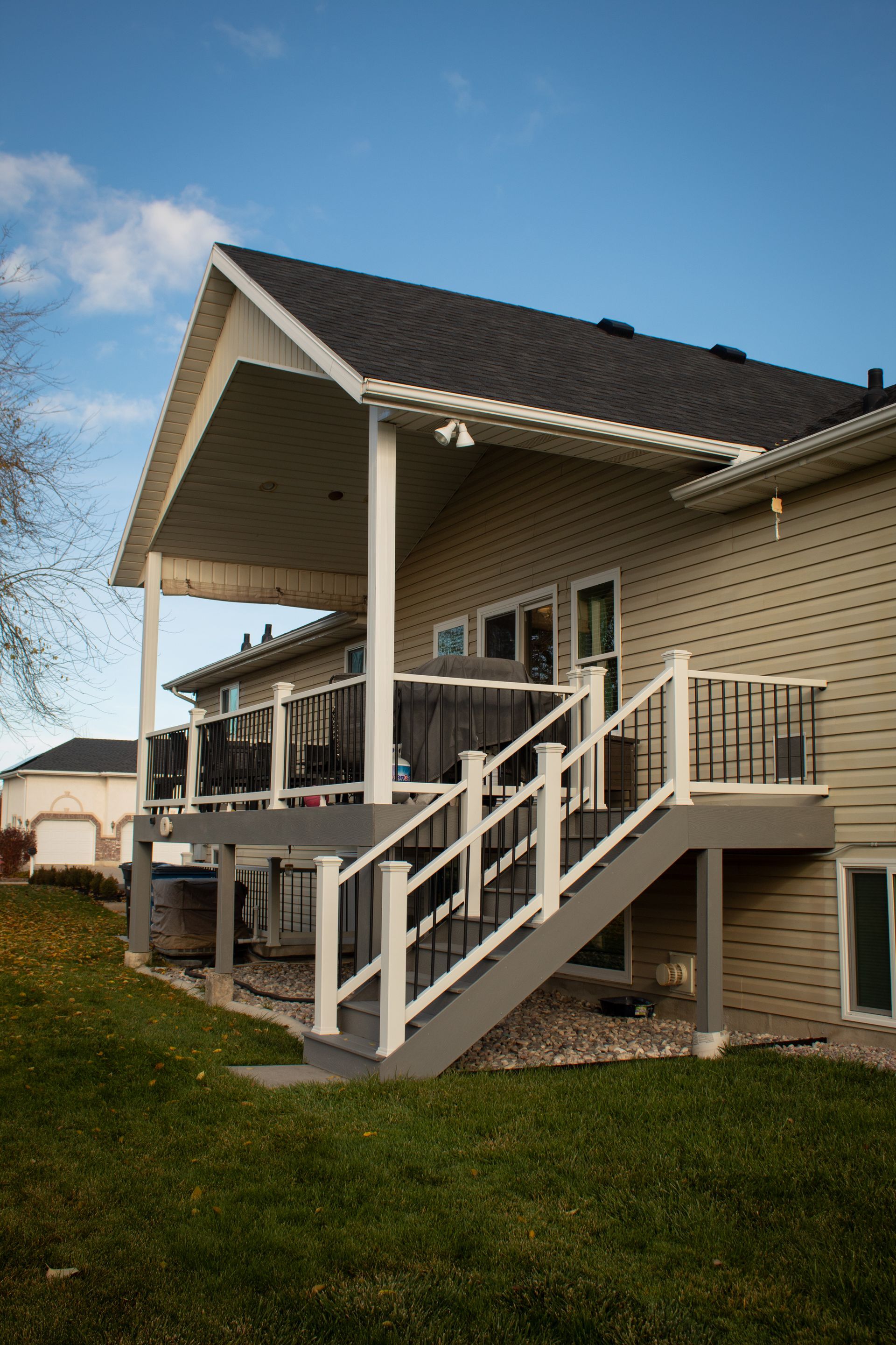 Large multi-level backyard deck